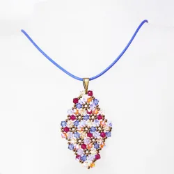 Pendant 65cm - Terence Rhombus M-Lavender Leather - Pendant 65cm - Laiton bronze